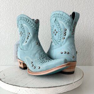 Lane COSSETTE Womens Cowboy Bootie Size 7 Western Cowgirl Blue Short Ankle Boots